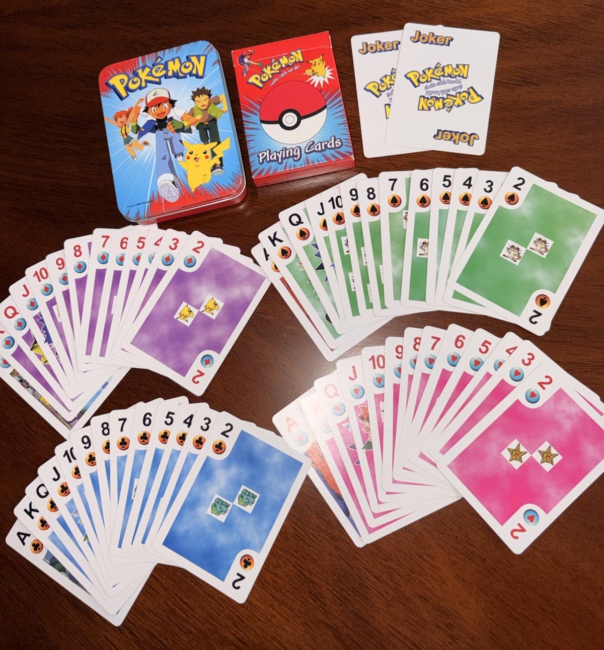 Vintage 1999 Pokémon Bicycle Playing Cards Nintendo in Collectors Tin COMPLETE