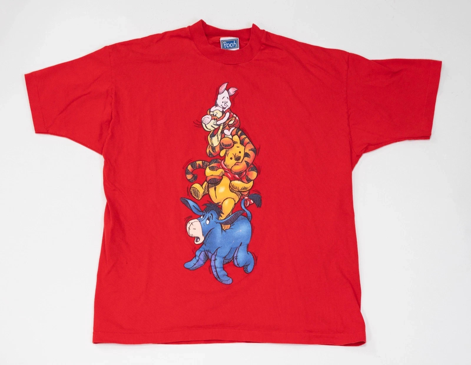 VTG 90s Disney Winnie the Pooh Tigger Piglet Hundred Acre Friends Size L