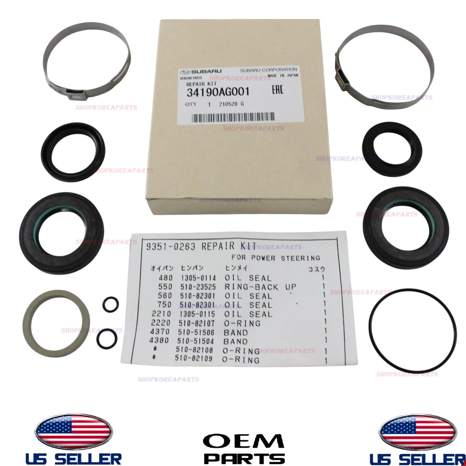 Genuine Steering Rack & Pinion Seals Repair Kit 2005-2014 Subaru 34190AG001