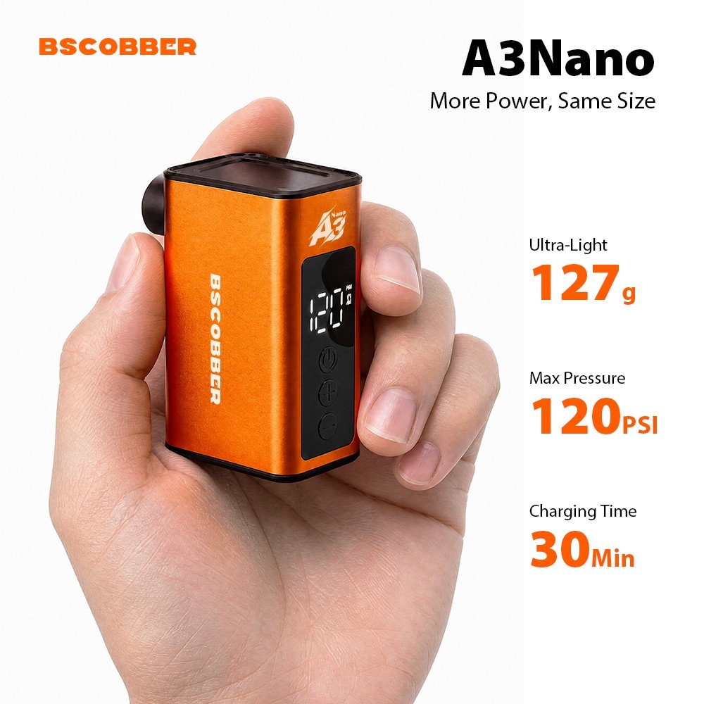 BSCOBBER Electric bike Pump A3nano 120 PSI portable Tire Inflator