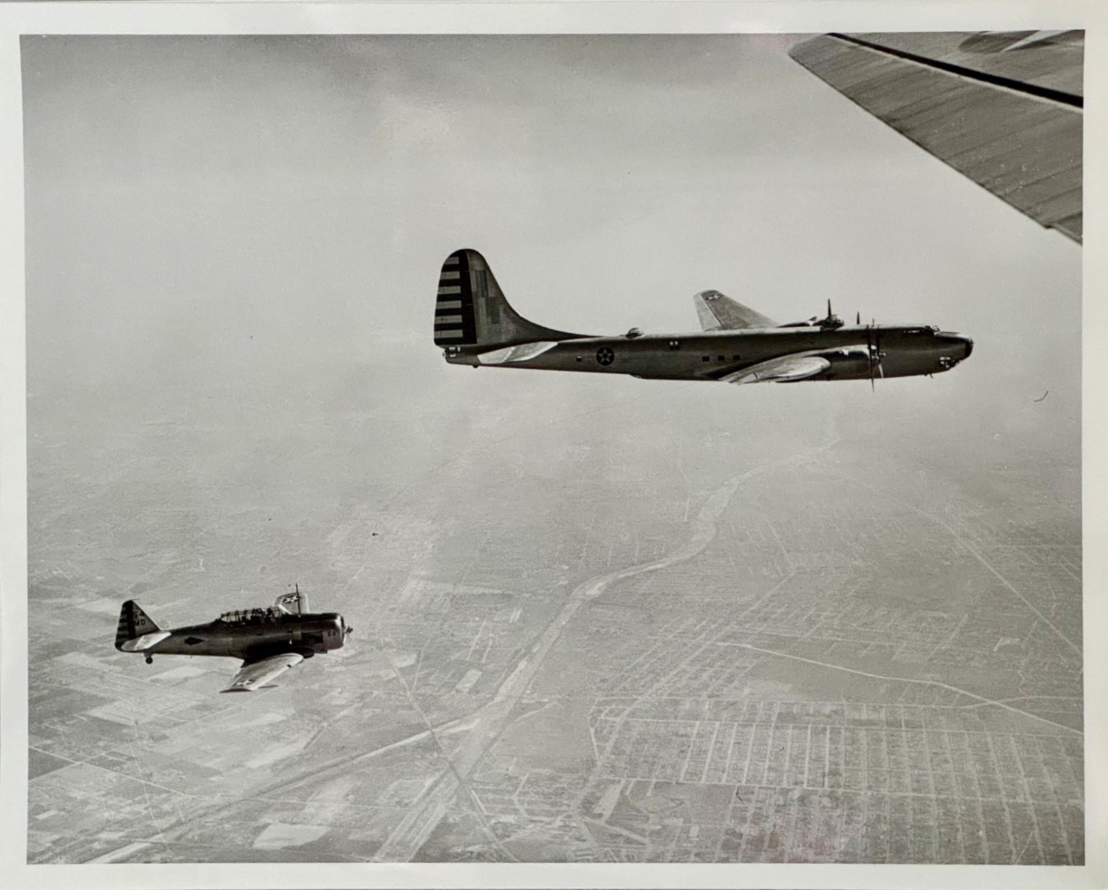 Orig Douglas XB-19 Bomber In Flight Photo & Large Format Negative Lot WWII