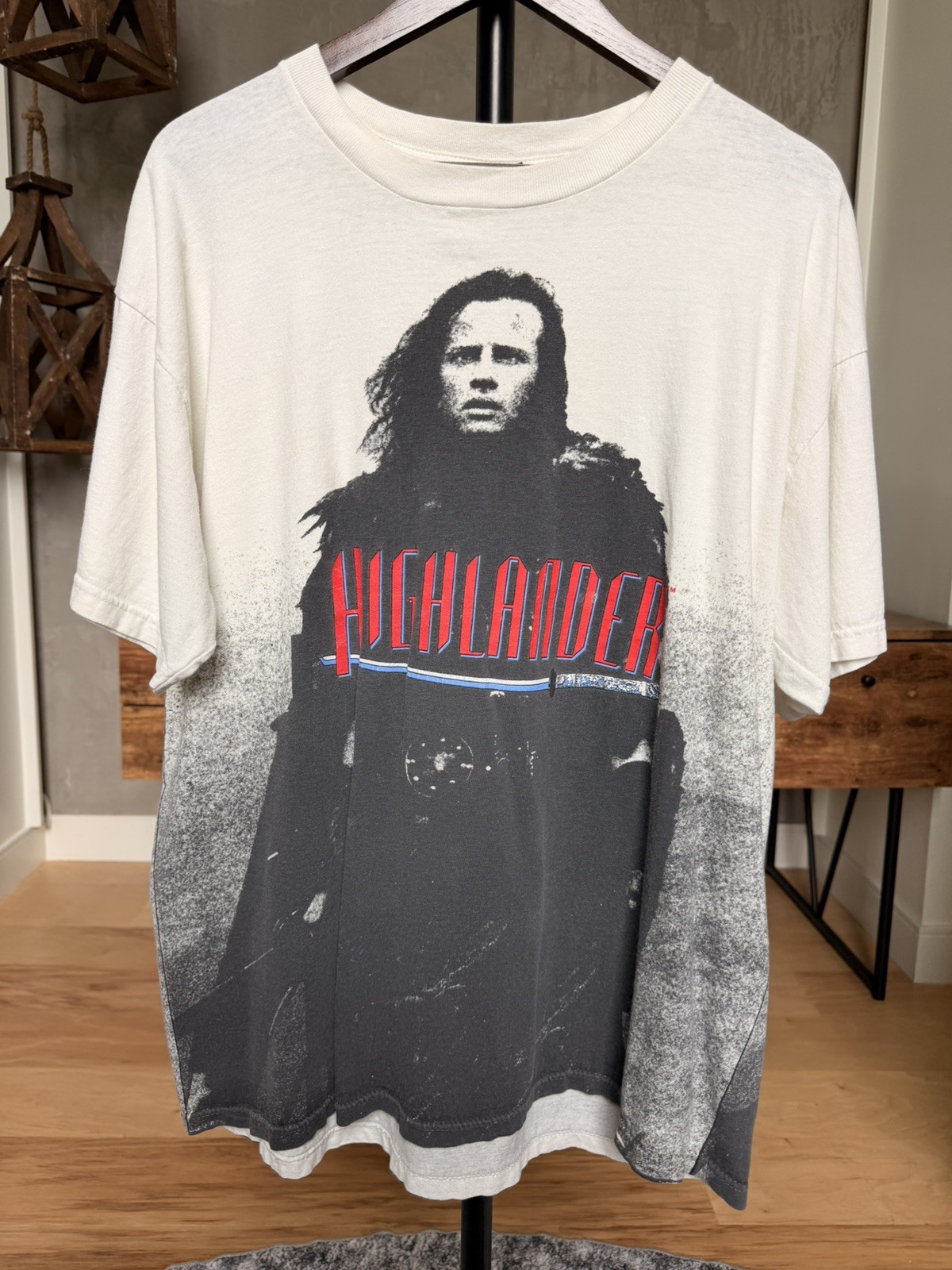 Vintage 1990s Highlander All Over Print Movie Promo T-shirt Men\'s XL