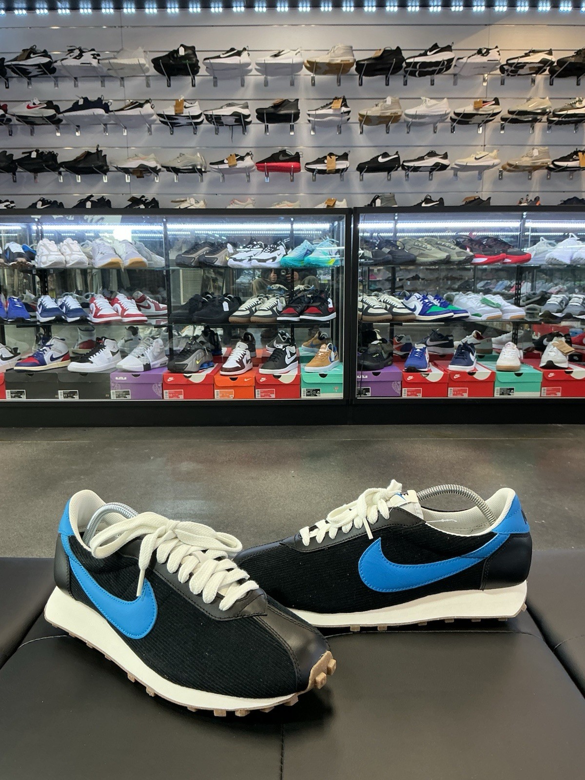 Nike Waffle Racer Black Blue Sneakers