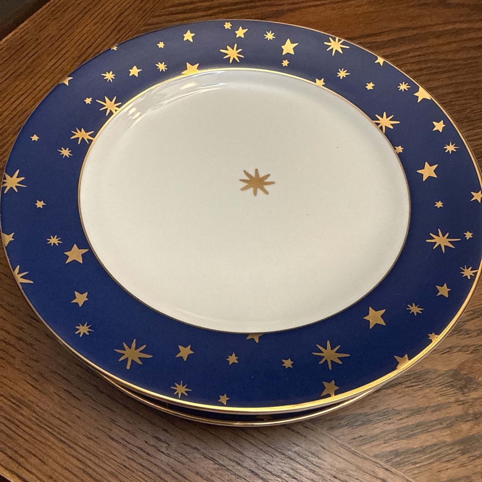 4 Sakura Galaxy 8” Salad/Lunch/dessert Plates 14k Gold Fine Porcelain Whimsigoth
