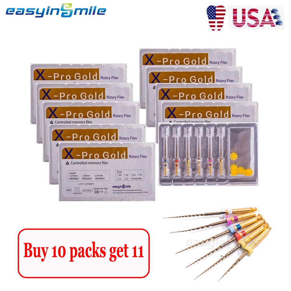 10pks Dental Endo Rotary Files X-Pro Gold Taper NITI Root Canal Files 21/25/31MM