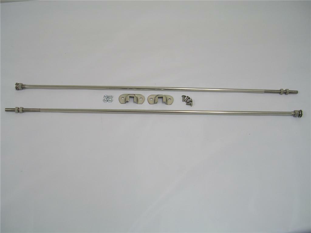 1932 - 1939 Ford Radiator Firewall Support Rod Kit with Stainless Brackets