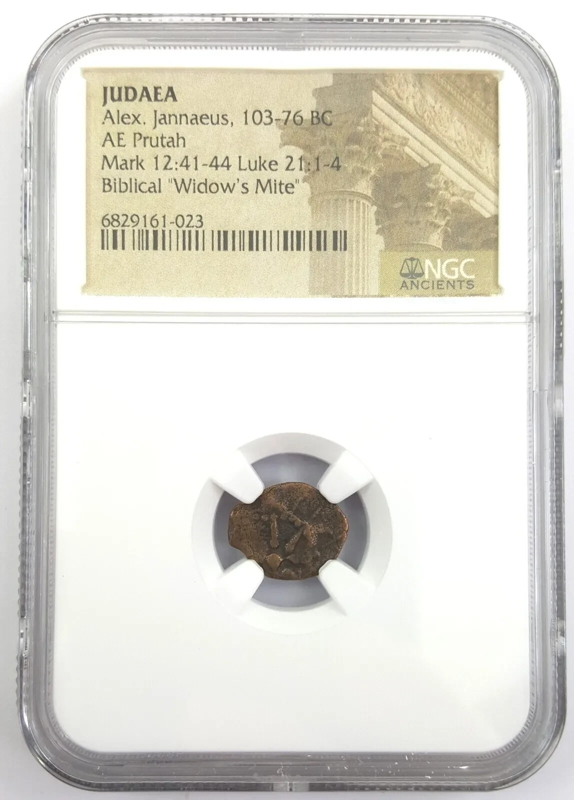 Widows Mite NGC Certified * Select * Judean Prutah 103-76 BC Alexander Jannaeus