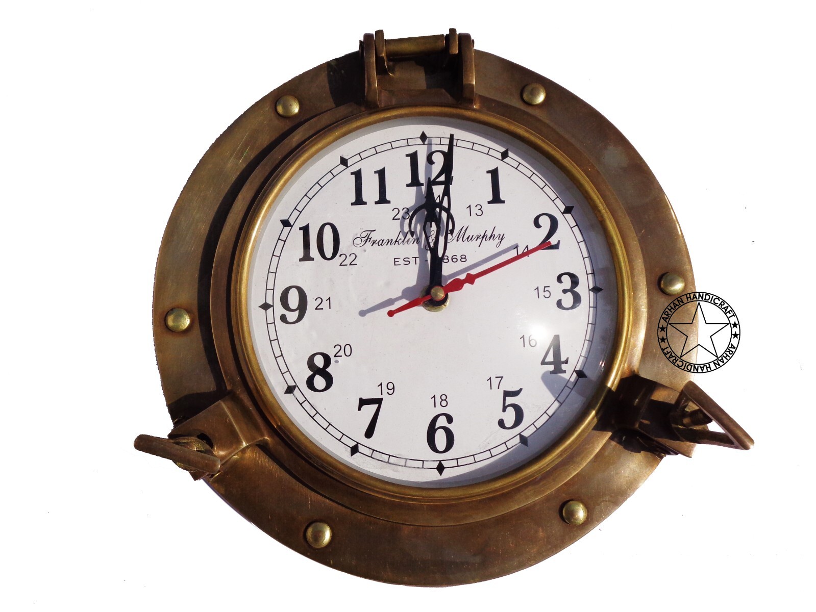 Brass Antique Navigation Marine Ship Porthole Brass Wall Decor Clock 9 inch  XSA