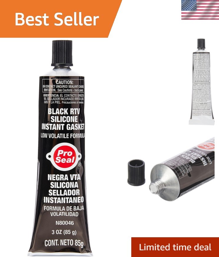 Durable Black RTV Silicone Sealant, 3 oz Tube - Ideal for Automotive & Metal Use