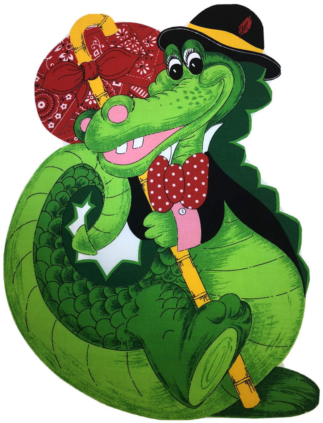 RARE Vintage Happy Alligator Crocodile Dragon Craft Fabric Panel Reptile Pillow RARE Vintage Happy Alligator Crocodile Dragon Craft Fabric Panel Reptile Pillow