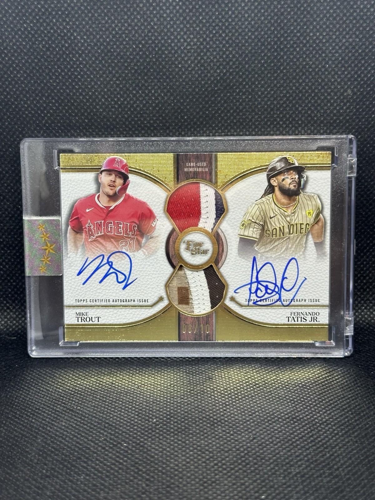 2025 Topps Five Star Mike Trout Fernando Tatis Jr Dual Patch Auto Gold /10 2025 Topps Five Star Mike Trout Fernando Tatis Jr Dual Patch Auto Gold /10