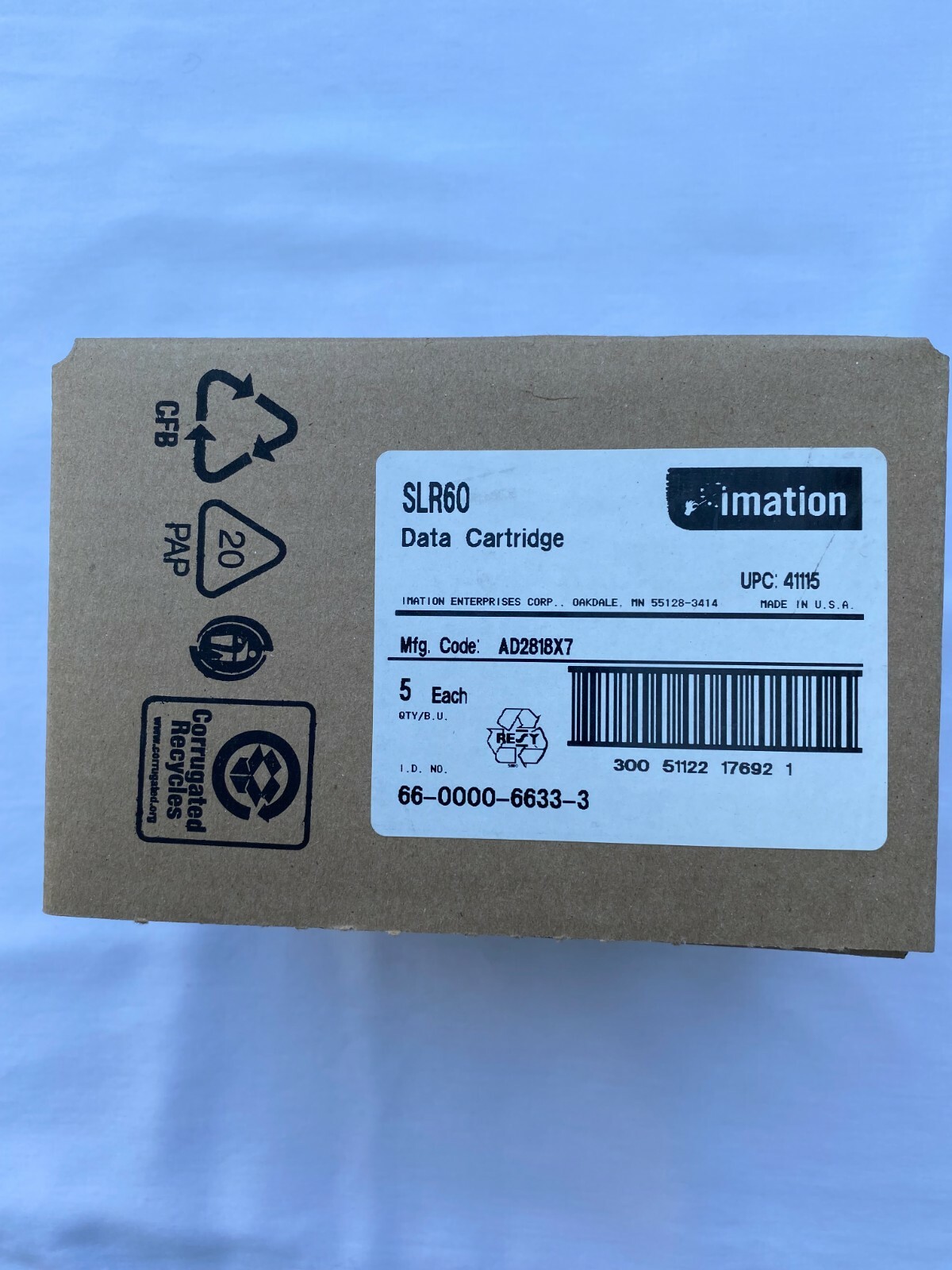 Imation SLR60 30/60GB  NEW Data Tape Cartridge #41115 - 5-Pack.  Fast shipping.