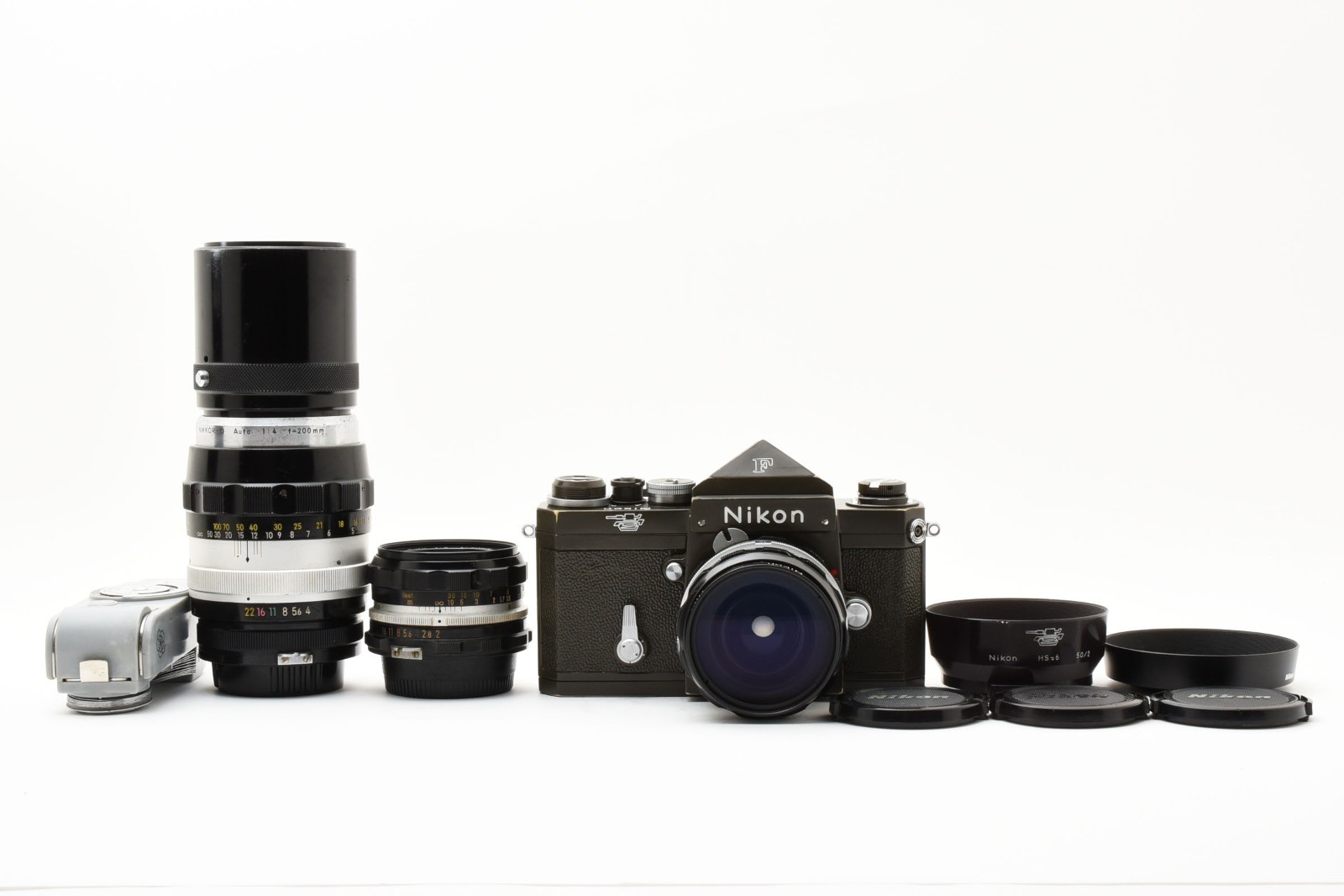 RARE Nikon F JGSDF Military Olive SAKURA Triple Lens Set 28mm 50mm 200mm JAPAN