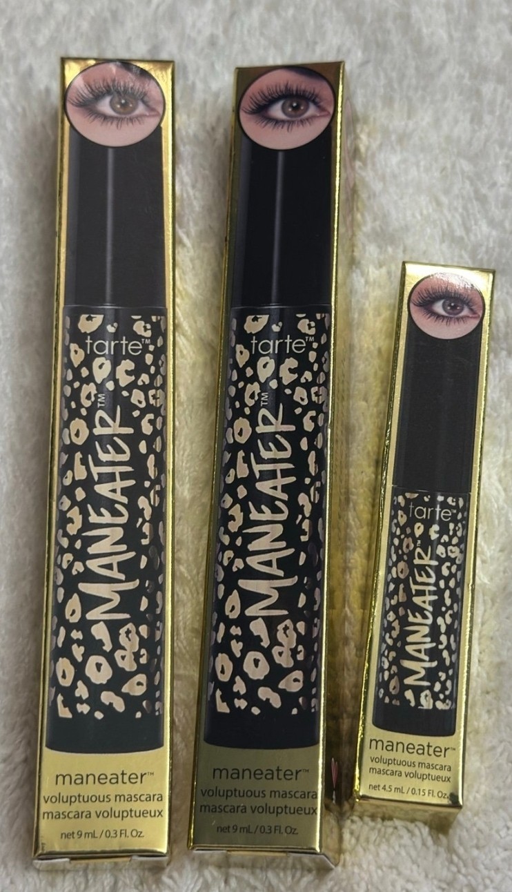 Lot of 3 Tarte Maneater Mascara Black New in Box 9ml/0.3 fl oz X2 & 4.5/0.15 X 1 Lot of 3 Tarte Maneater Mascara Black New in Box 9ml/0.3 fl oz X2 & 4.5/0.15 X 1