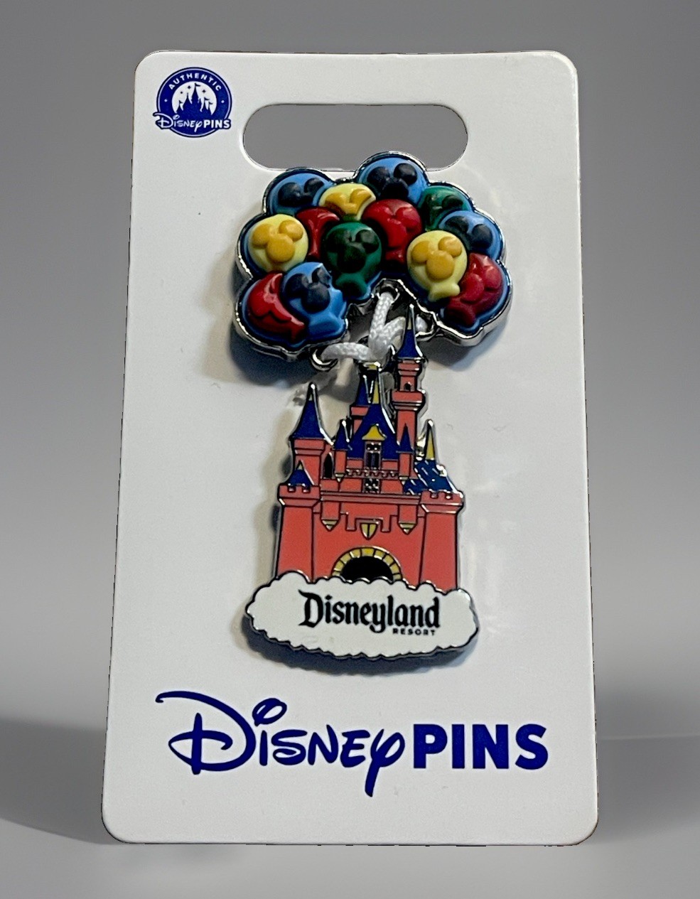 Disney Disneyland Resort Castle Mickey Balloons Dangle Pin Single NEW CARDED Disney Disneyland Resort Castle Mickey Balloons Dangle Pin Single NEW CARDED