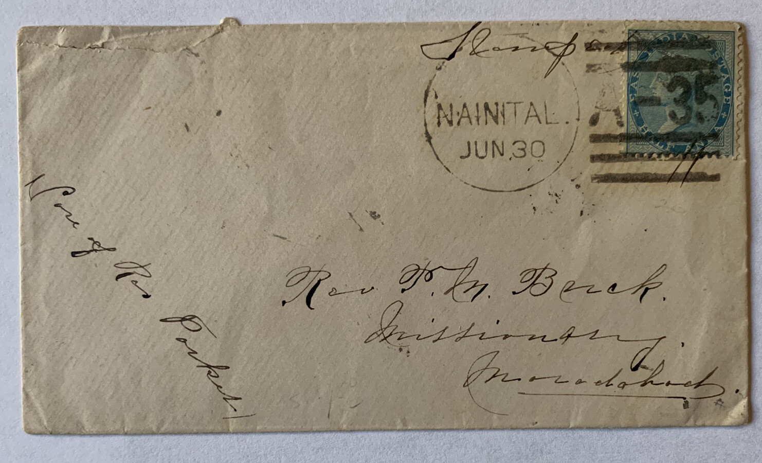 1800\'s INDIA COVER NAINITAL TO MORADABAD WITH \