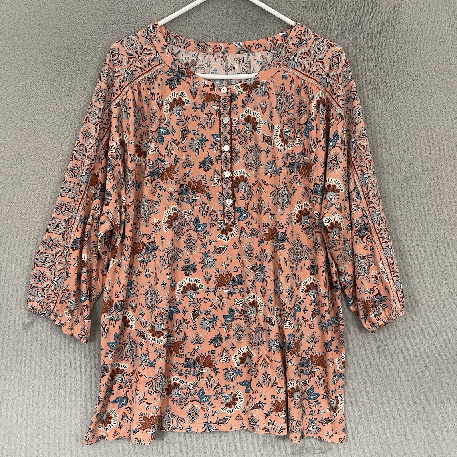 J. Jill Pure Jill Top Womens 2X Multicolor Printed Henley Tunic Long Sleeve J. Jill Pure Jill Top Womens 2X Multicolor Printed Henley Tunic Long Sleeve