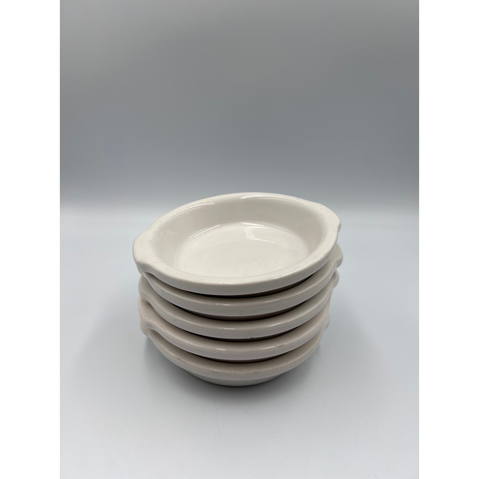 Vintage DCC 612 USA White Ceramic Au Gratin Dishes Set of 5 Ramekin Handles