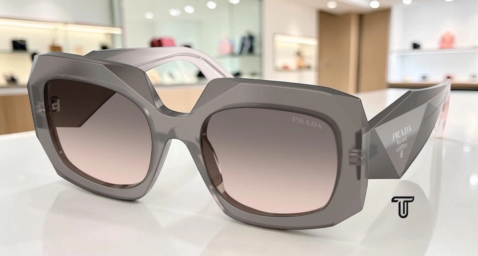 PRADA PR B23SF 20F70S Grey Pink Gradient Grey 55 mm Women\'s Sunglasses