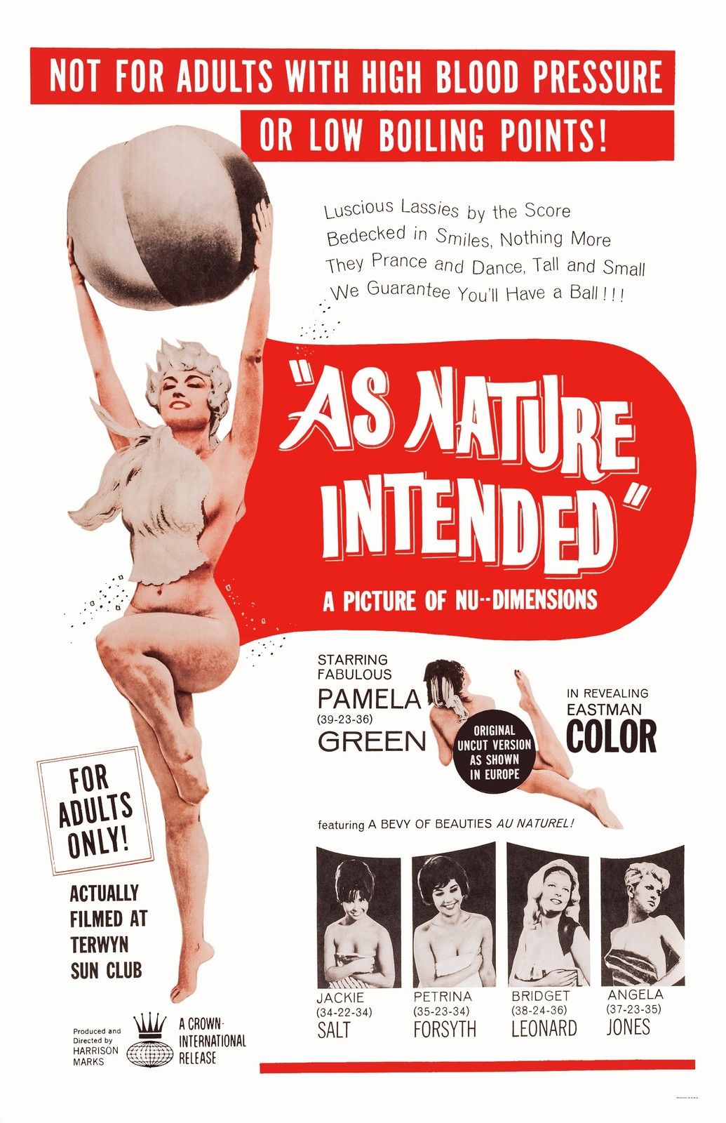 As Nature Intended aka Naked As Nature Intended 1961 Vintage Movie Poster Print