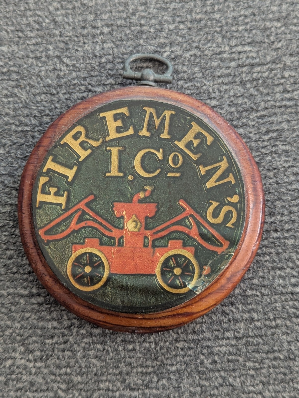 Vintage Firemen's Insurance Co Wood Plaque Fire Mark Decal Sign Replica Wall Art
