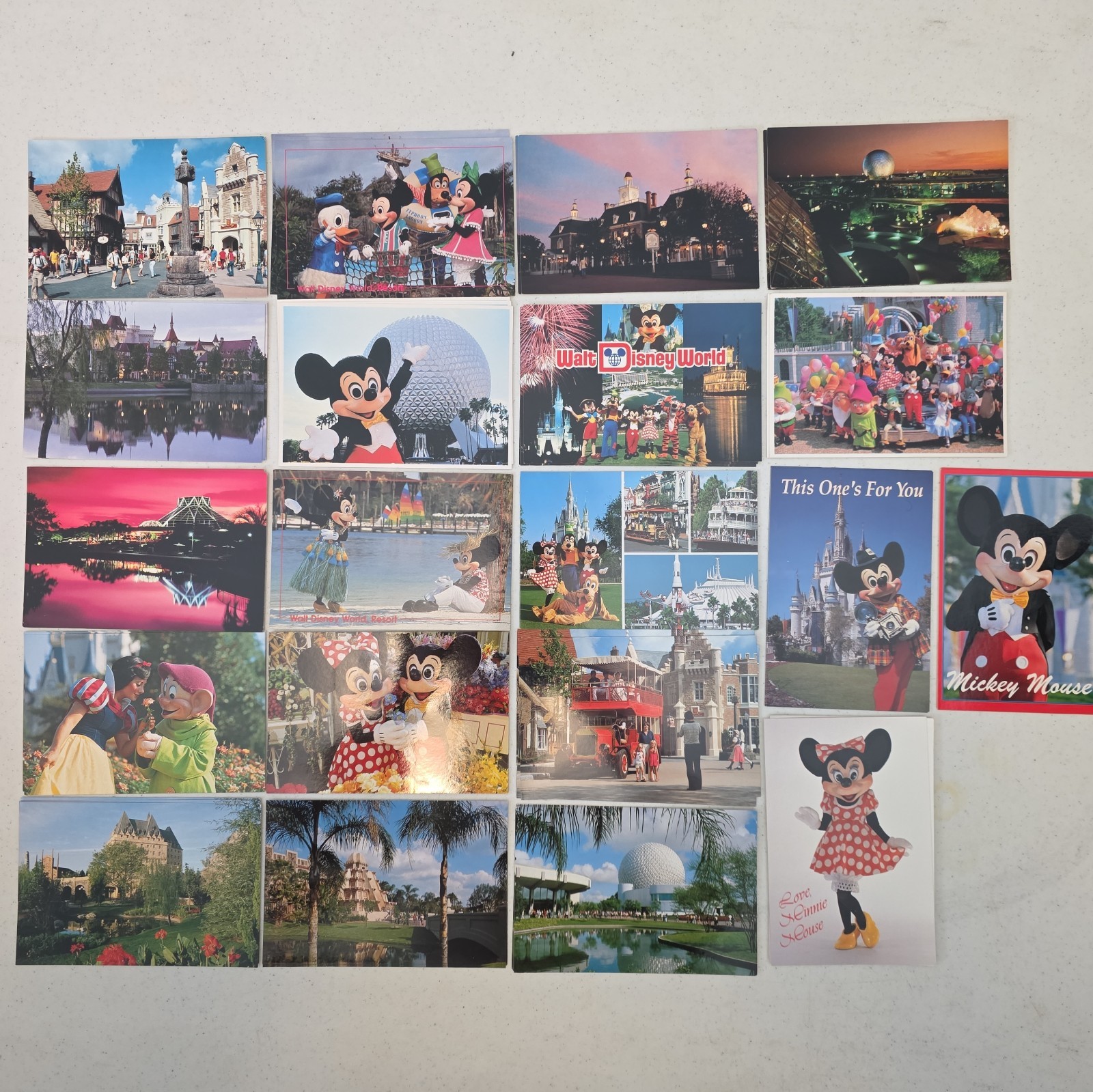20 Vintage Disney Character Postcards Lot Mickey Minnie Donald Goofy NOS 80s 90s