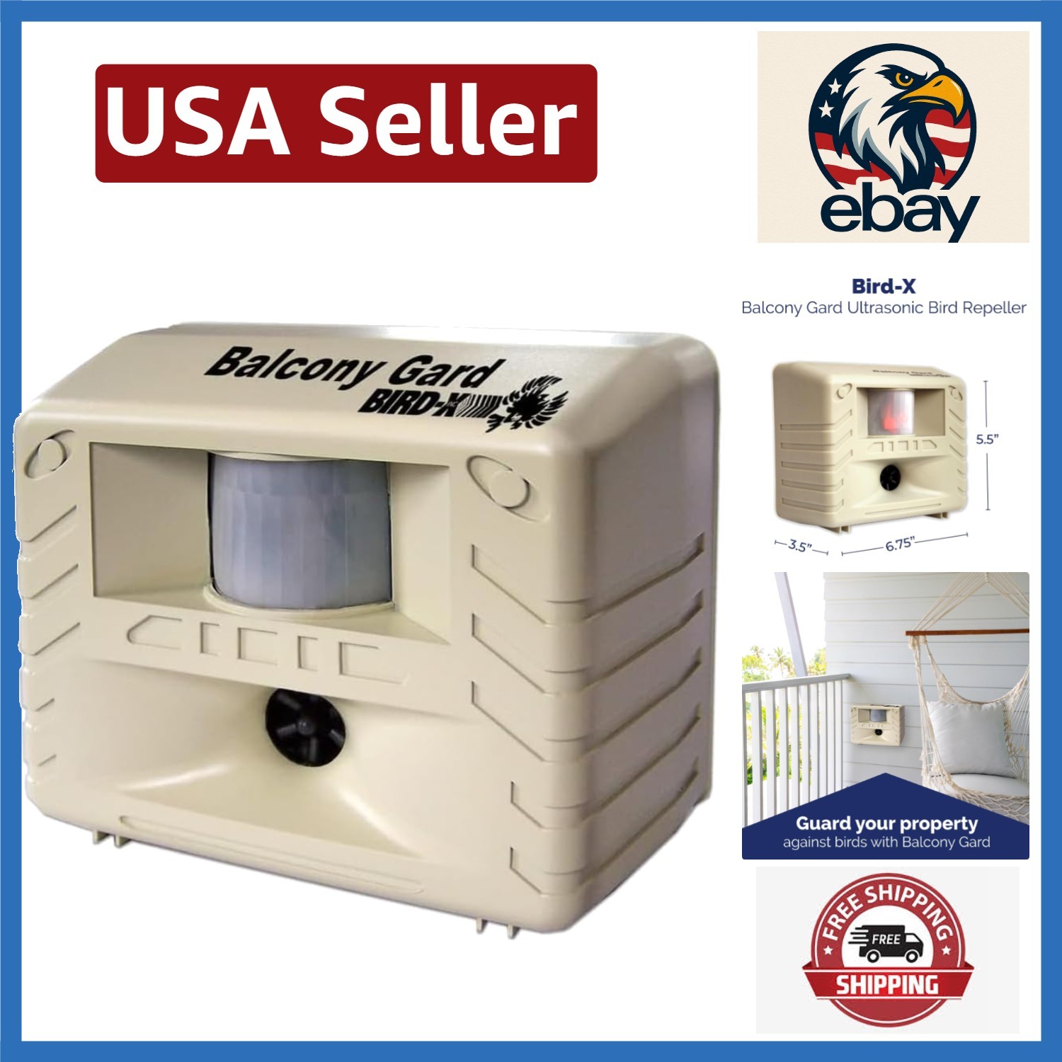 Humane Battery-Powered Bird Deterrent - Motion Activated & Weather Resistant