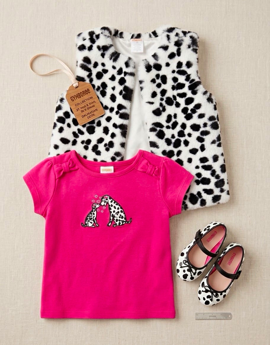 Rare Gymboree Dalmatian Outfit Bundle Size 2T Vest Pink Top Mary Jane Shoes Sz 6