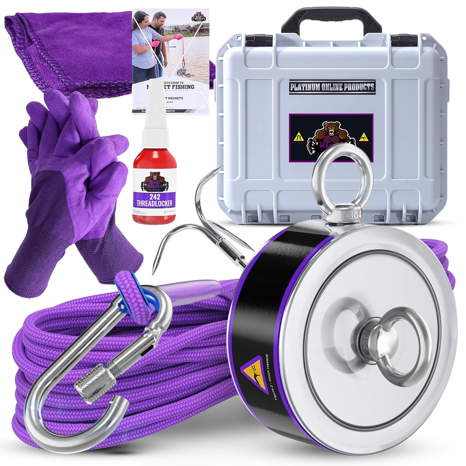 2600Lb’S Complete Magnet Fishing Kit | Double Sided Fishing Magnet Kit with Case 2600Lb’S Complete Magnet Fishing Kit | Double Sided Fishing Magnet Kit with Case