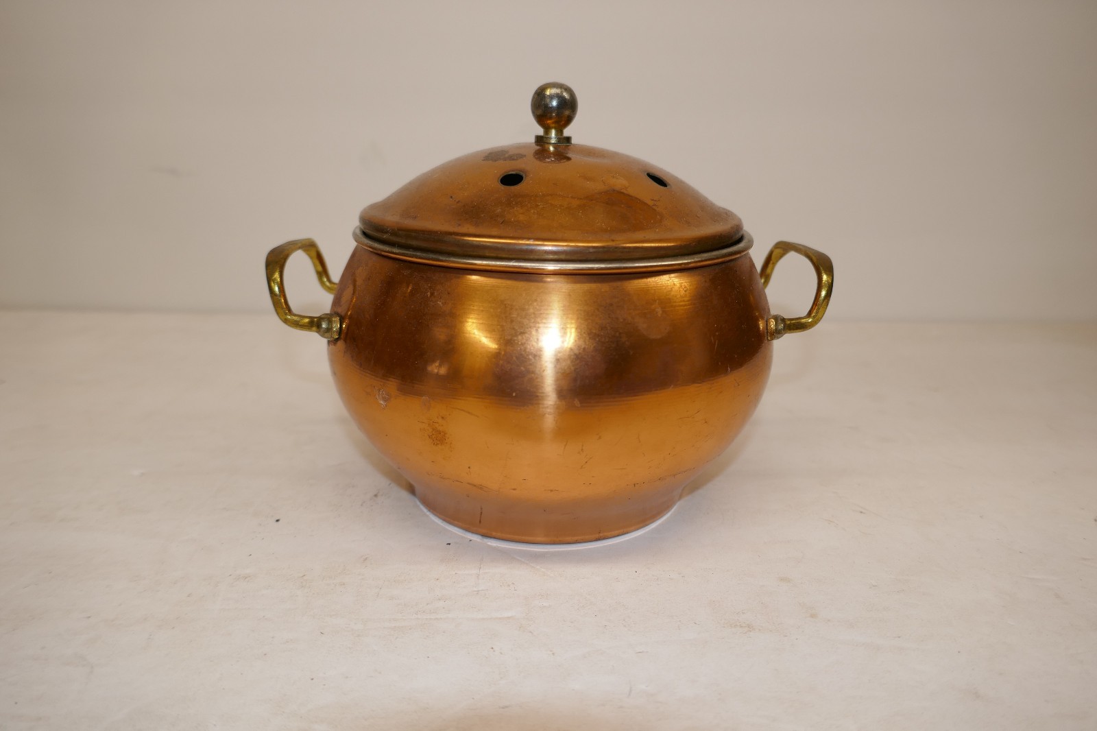 Vintage Copper Clad Vented Pot With Brass Handles Vintage Copper Clad Vented Pot With Brass Handles