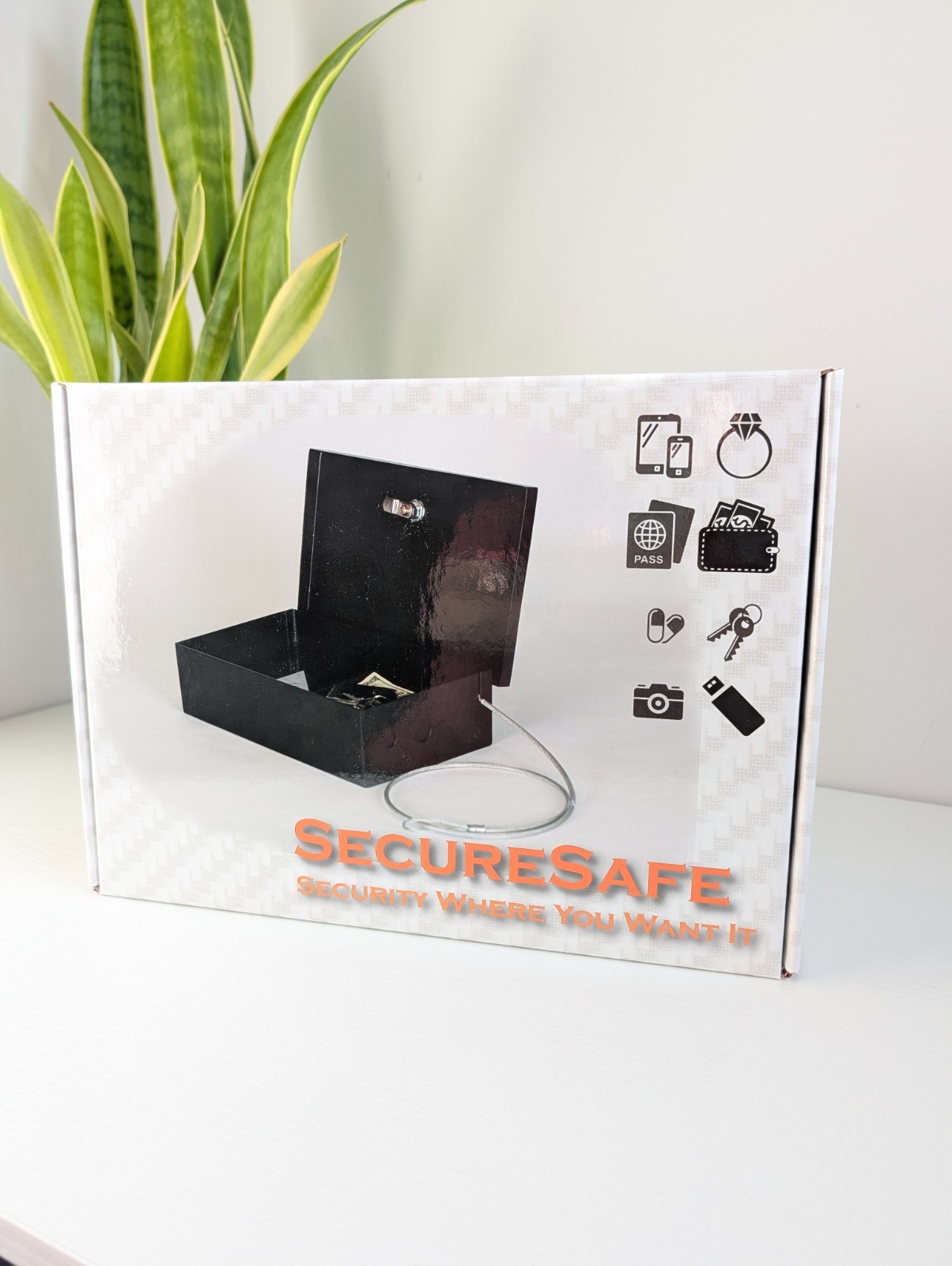 Small Portable Steel Safe Lock Box 4-Digit Combination Security Cable.