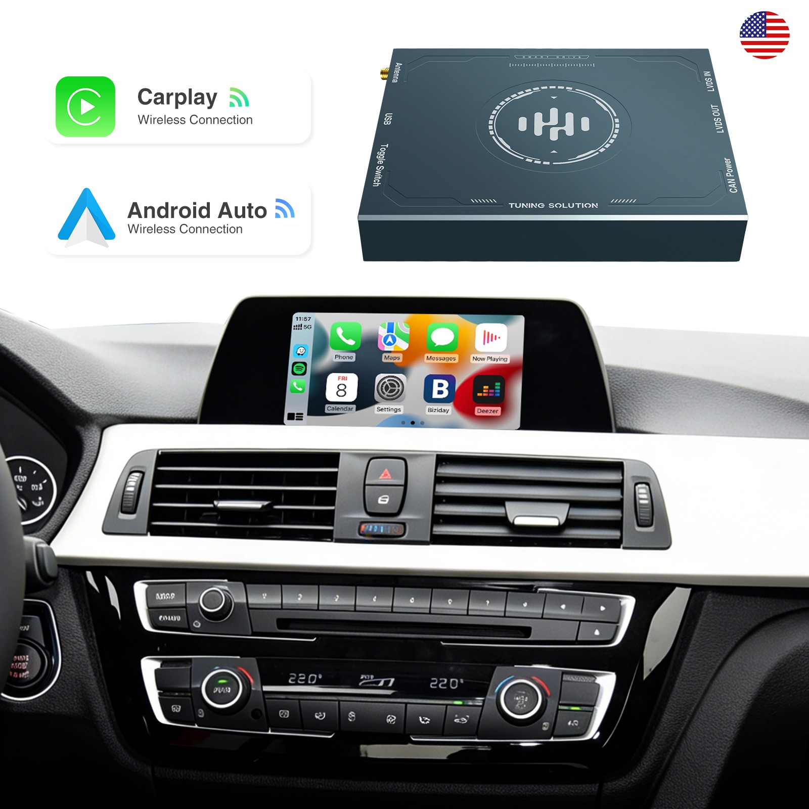 Wireless CarPlay/Android Auto Box for BMW NBT 3/4/5/6/7/X1/X3/X4/X5/X6 2012-2017