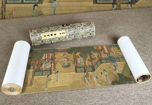 Excellent Chinese Antique Long painting Scroll about Beauties by Qiu Ying仇英