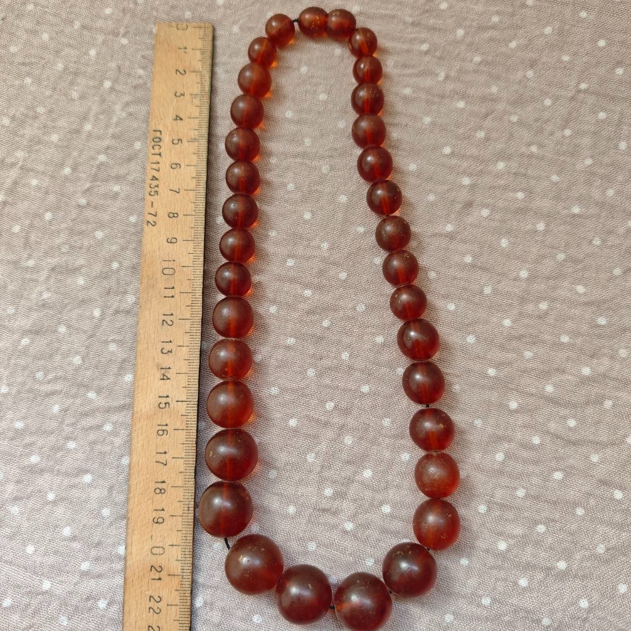 Amber necklace Stone Beads Vintage Soviet Baltic  jewelry 67 g.