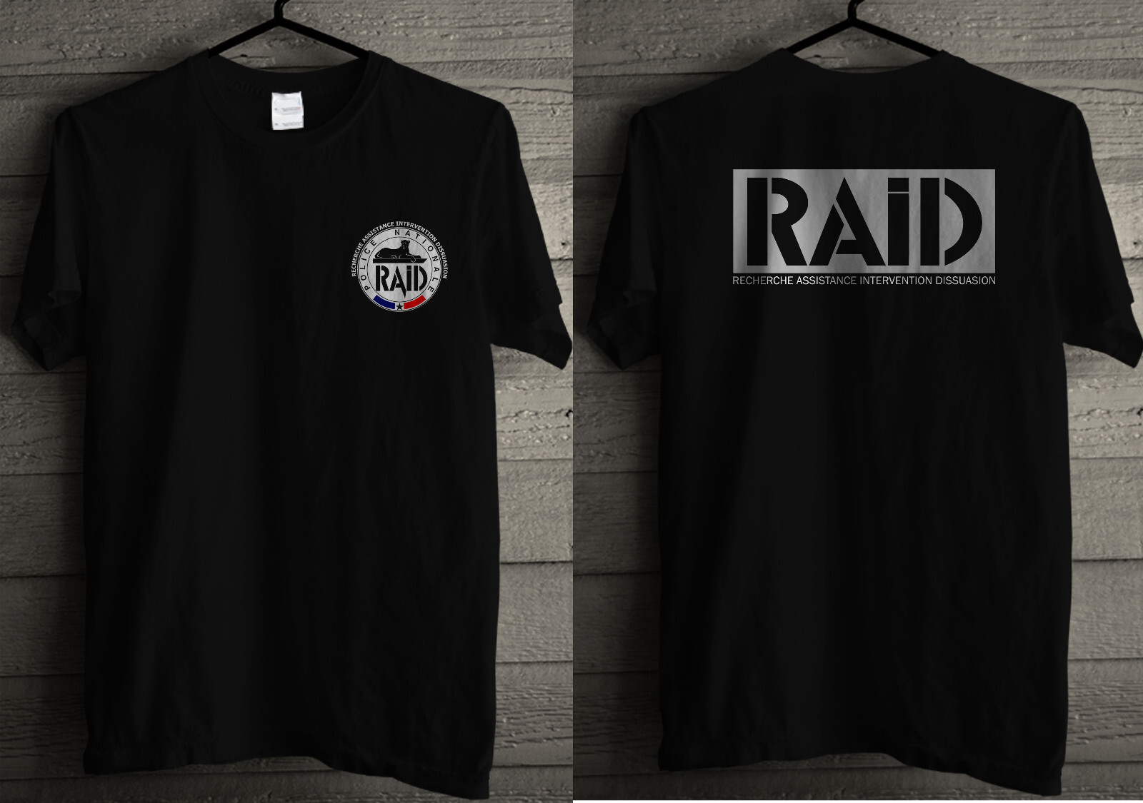 New France French Special Elite Police Forces Unit GIGN Raid BRI Black T shirt
