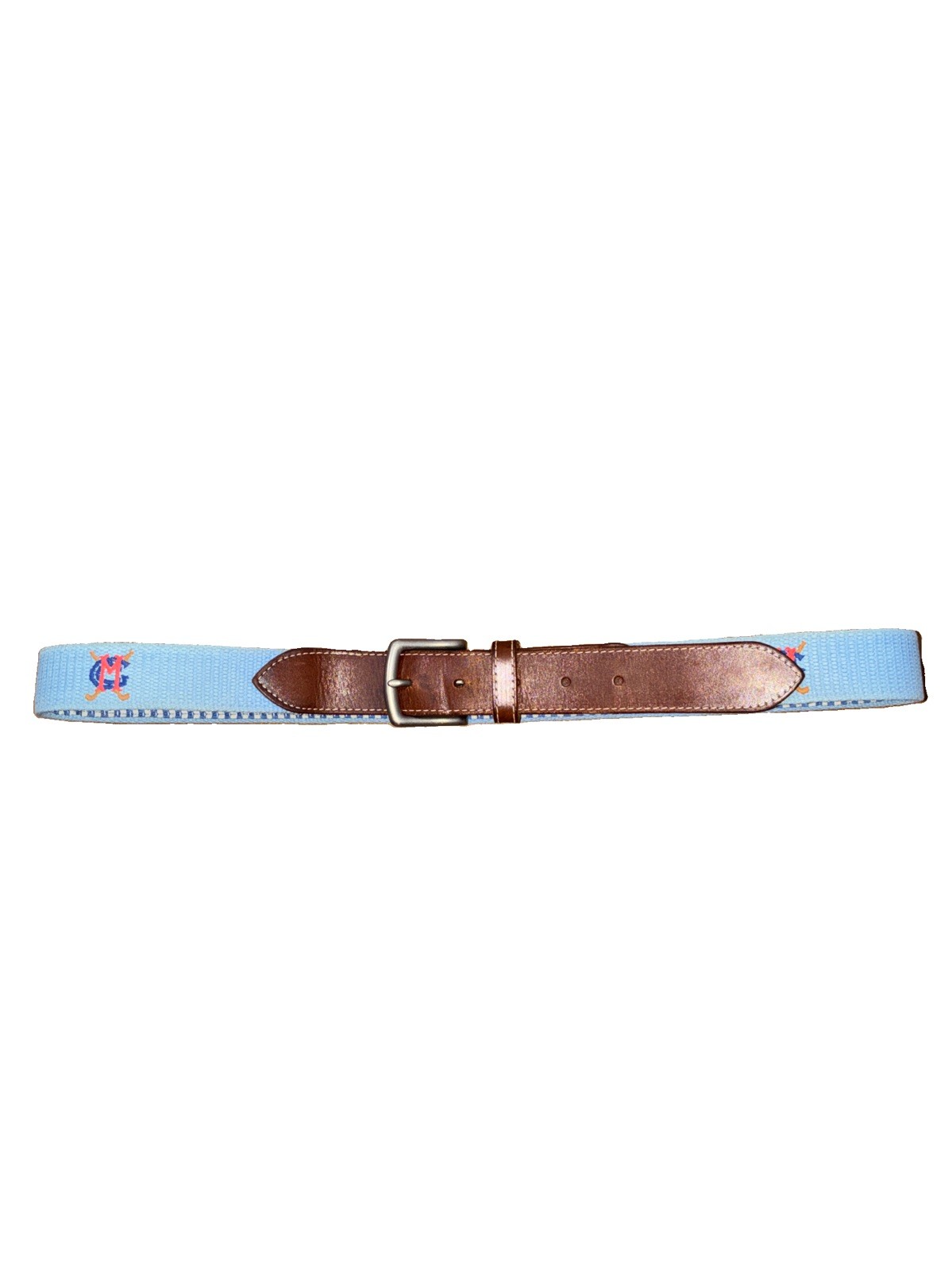 VTG JT Read & Co. Men’s Needlework Leather Belt Blue Sz 44 in Retro Golfing USA
