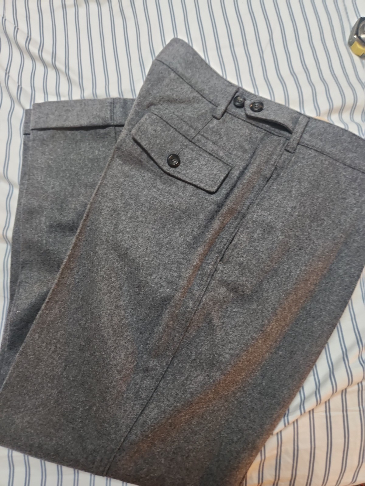 Drake\'s Gray Merino Wool Games Trouser SIze 34 Drake\'s Gray Merino Wool Games Trouser SIze 34