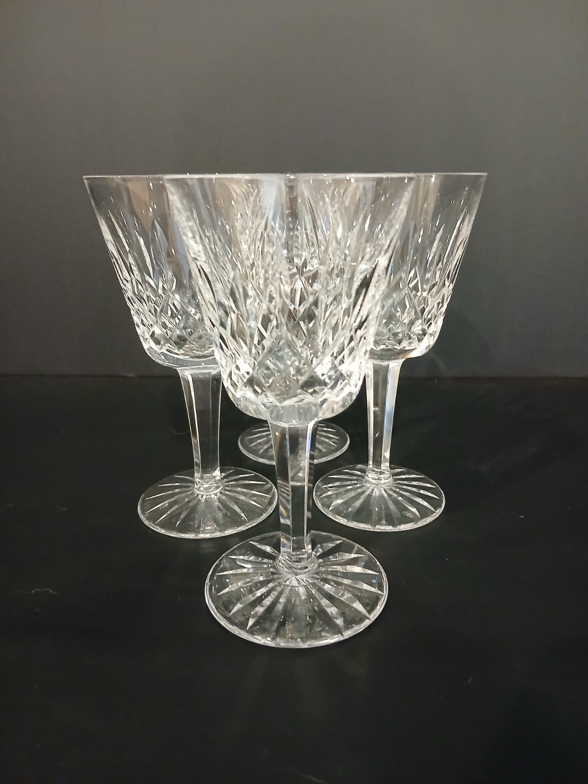 Set of 4 Waterford Crystal Lismore Claret Wine Glasses 5-7/8” Tall Ireland