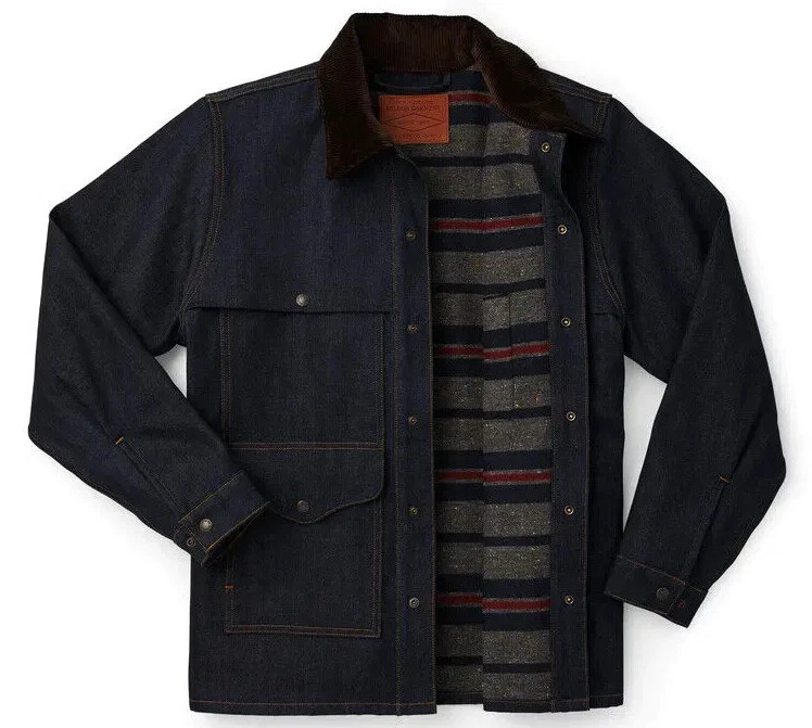 Filson Lined Denim Cruiser Jacket Raw Indigo Wool USA Made Mens 2XL New