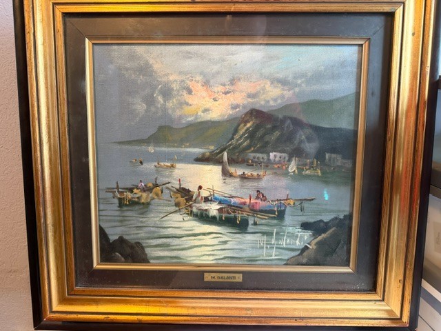 VTG - Auth Mario Galanti (1923-1998) Org Oil Painting – Italian Seascape W/COA