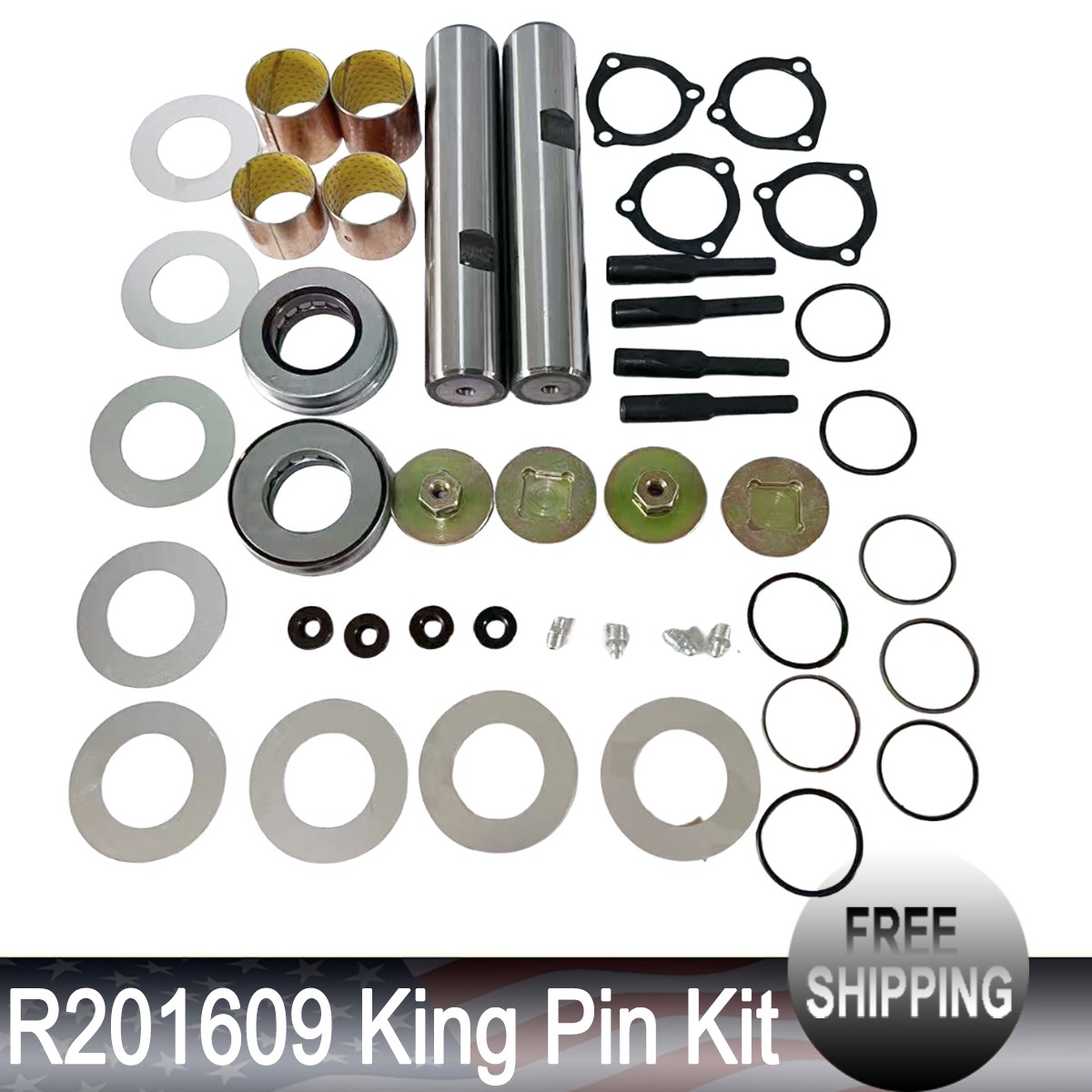 King Pin Kit For Meritor MFS+ Front Axle Double Draw Key Composite R201609 US