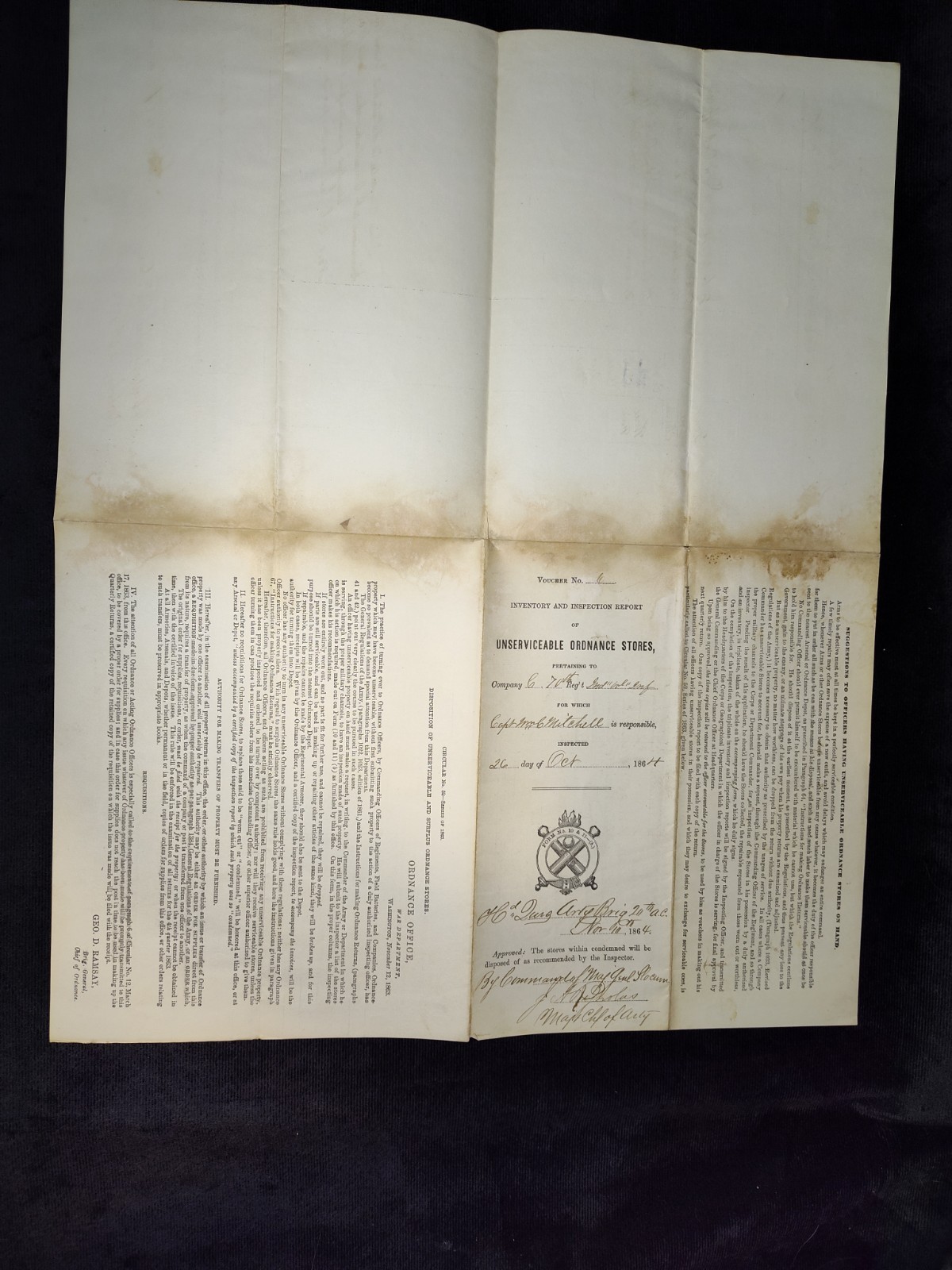 1864 CIVIL WAR Inventory & Inspection, Chattahoochee River, GA 1864 CIVIL WAR Inventory & Inspection, Chattahoochee River, GA
