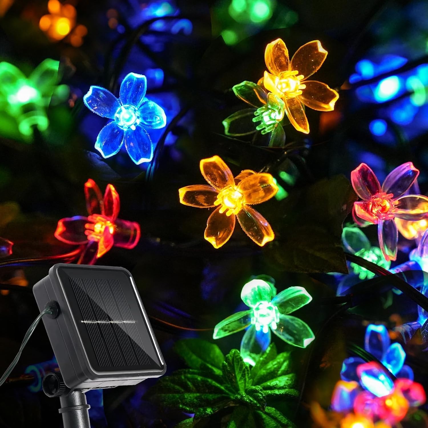 50LED Solar String Light Outdoor Waterproof Flower Fairy Lights for Garden Fence