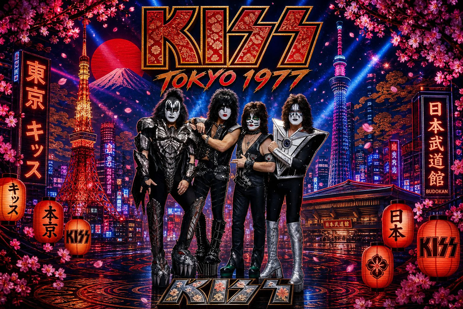 Vintage Kiss April 1977 Tokyo Japan 24x36 concert poster Vintage Kiss April 1977 Tokyo Japan 24x36 concert poster