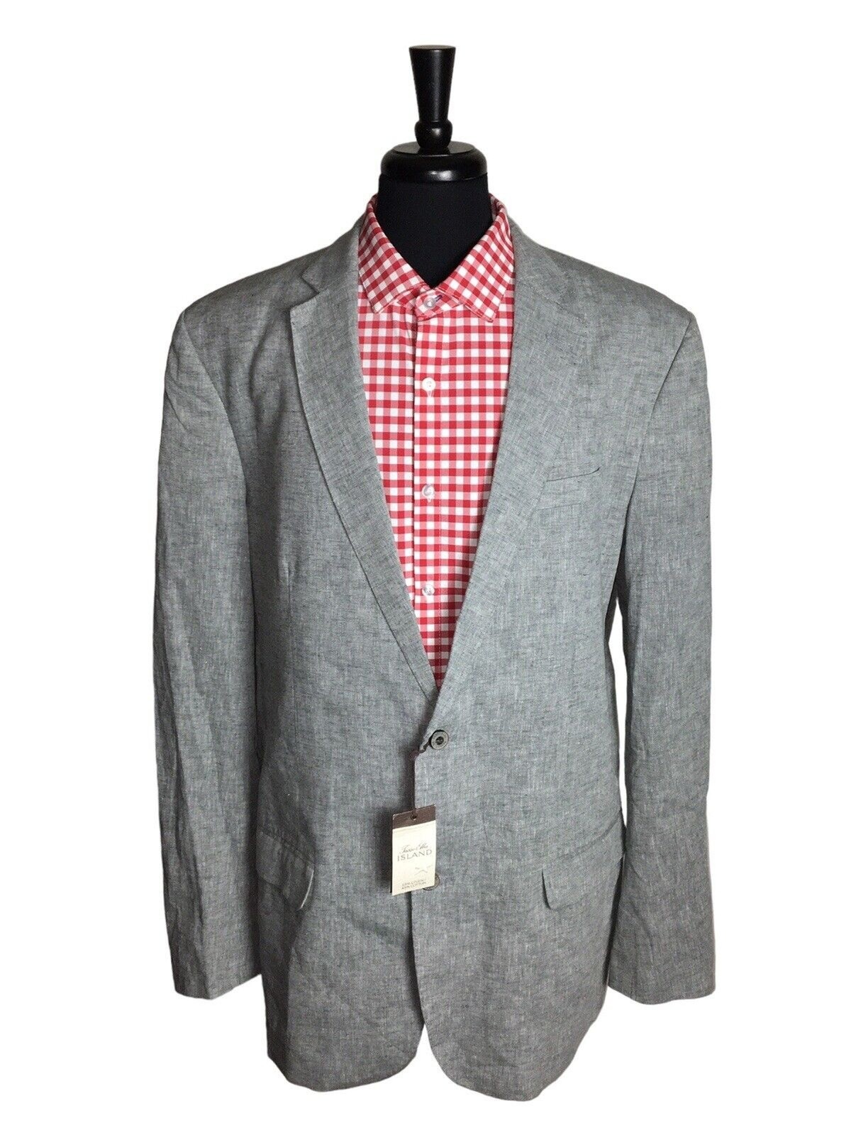 NEW Tasso Elba Island Linen Blend Mens Gray Sport Coat Blazer Size LT NEW Tasso Elba Island Linen Blend Mens Gray Sport Coat Blazer Size LT