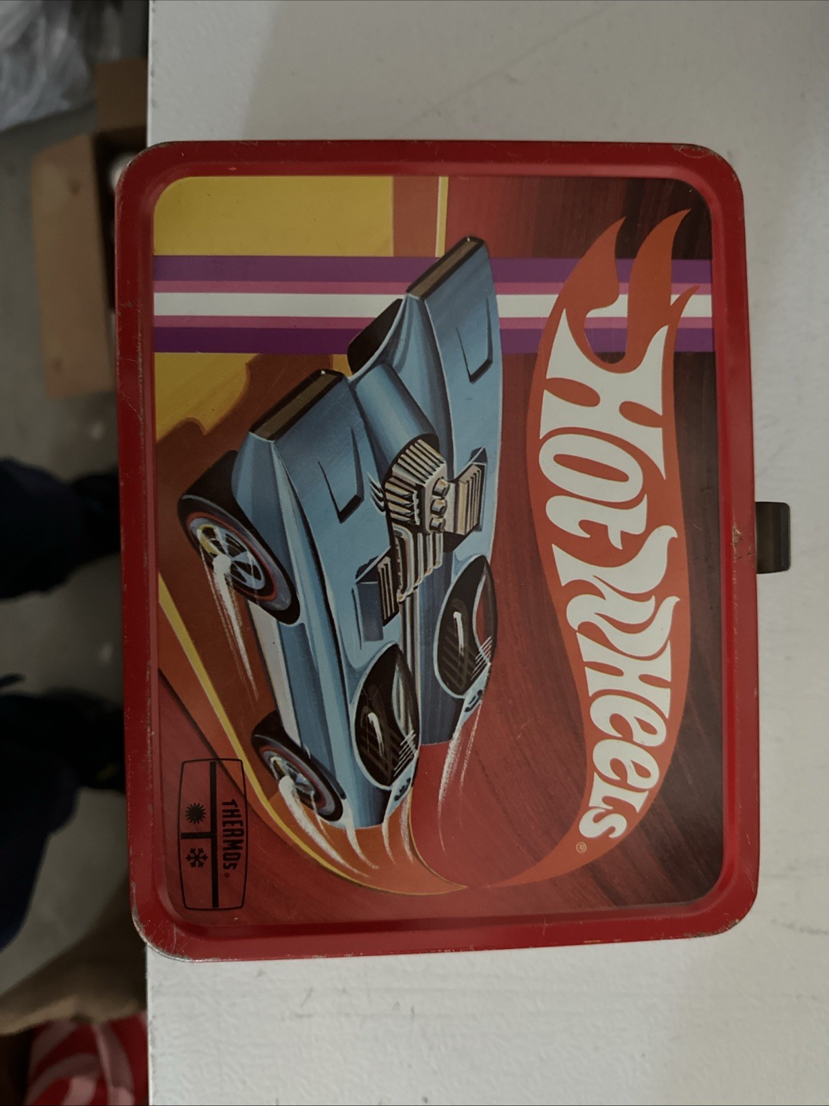Vintage 1969 Hot Wheels metal lunch box complete with matching thermos Vintage 1969 Hot Wheels metal lunch box complete with matching thermos