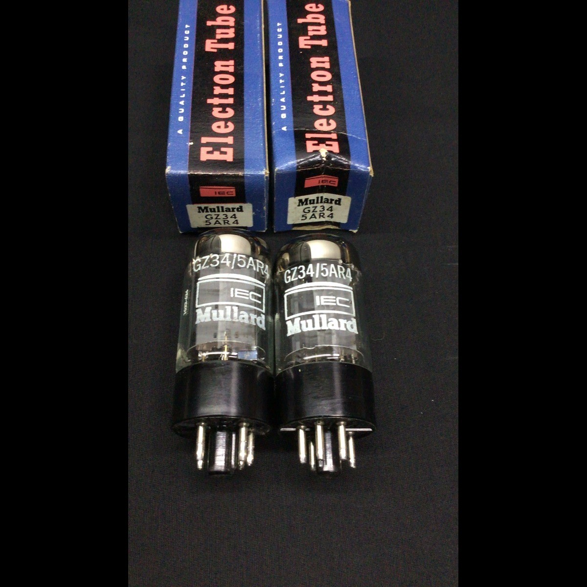 NOS Matched Pair Mullard 5AR4 GZ34 f32 4 Notch RECTIFIER Vacuum Tubes 11.1274