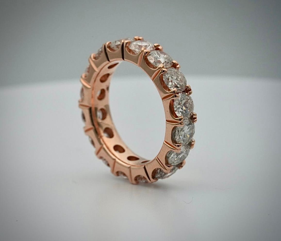 14K Rose Gold Round Natural Diamond Eternity Wedding / Band Ring 4.30 carat WOW 