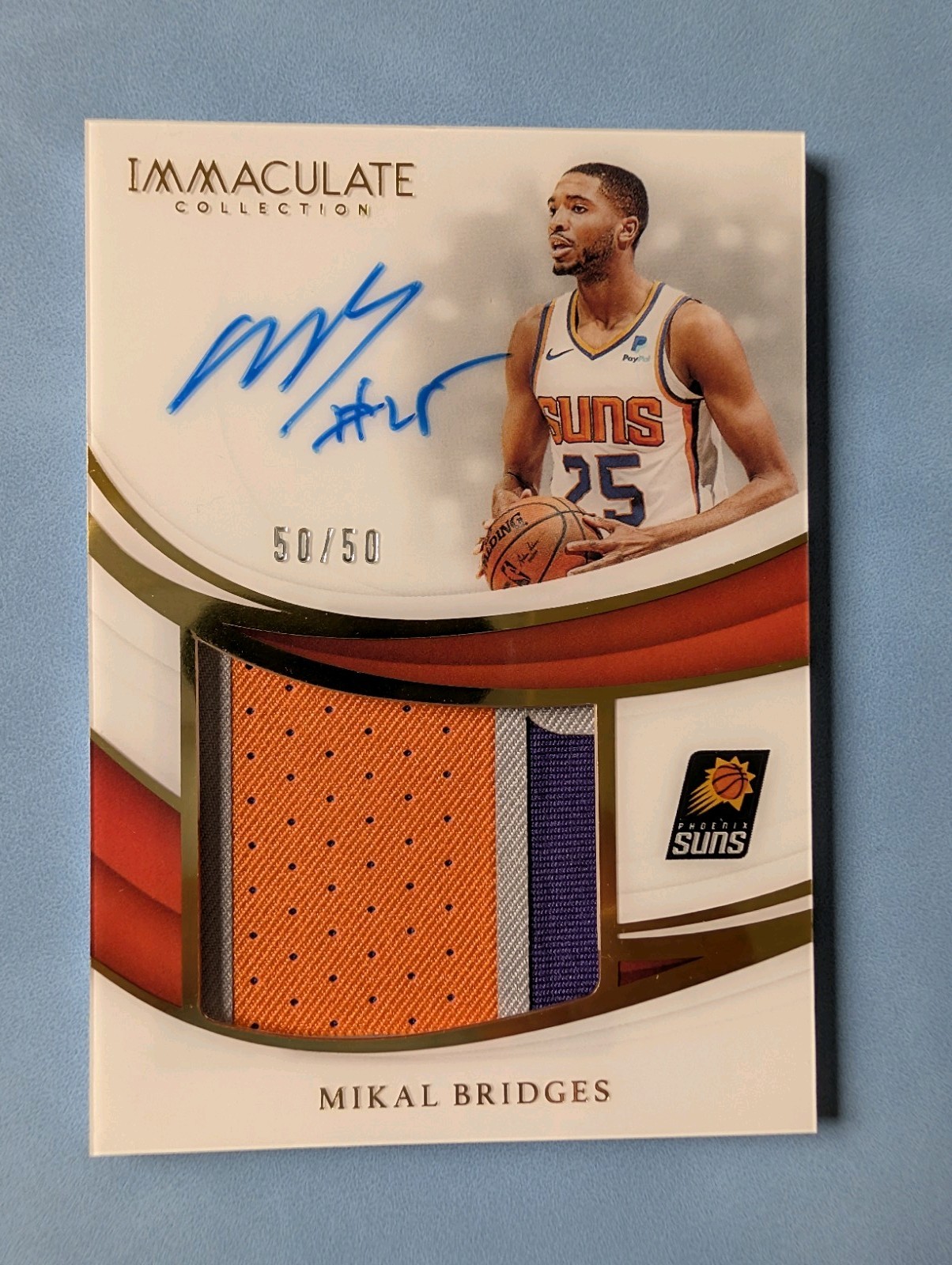 Mikal Bridges Patch Autograph Immaculate RPA /50 BOOK END On Card Auto 