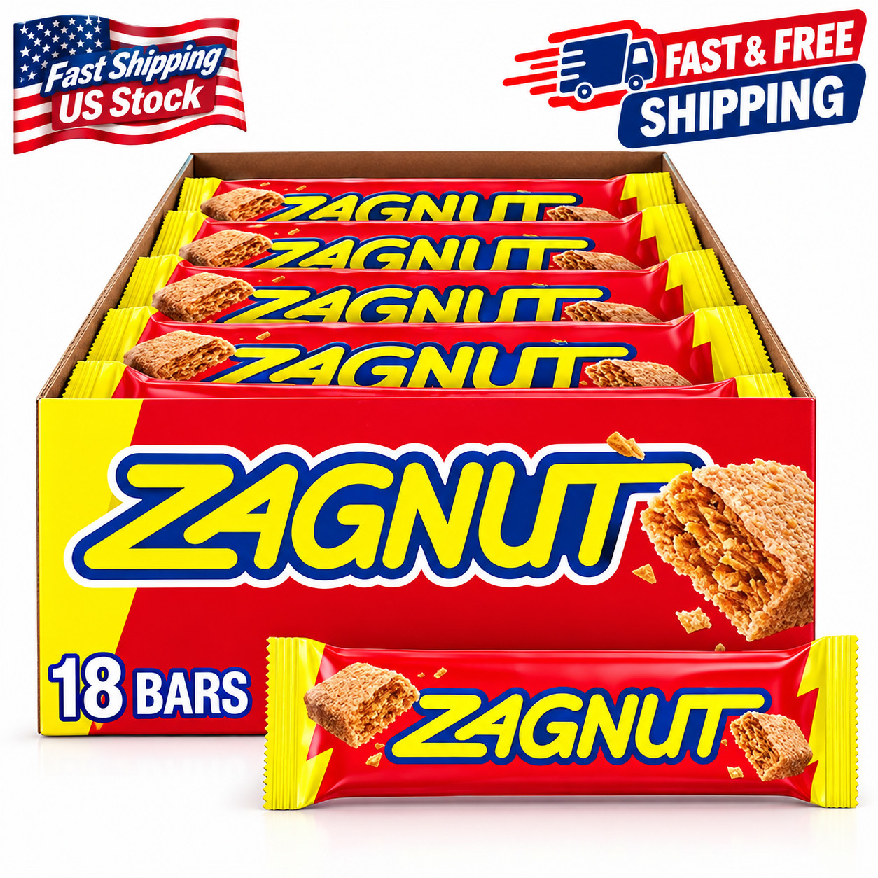 ZAGNUT Crunchy Peanut Butter with Toasted Coconut Candy Bars, 1.51 oz — 18 Count